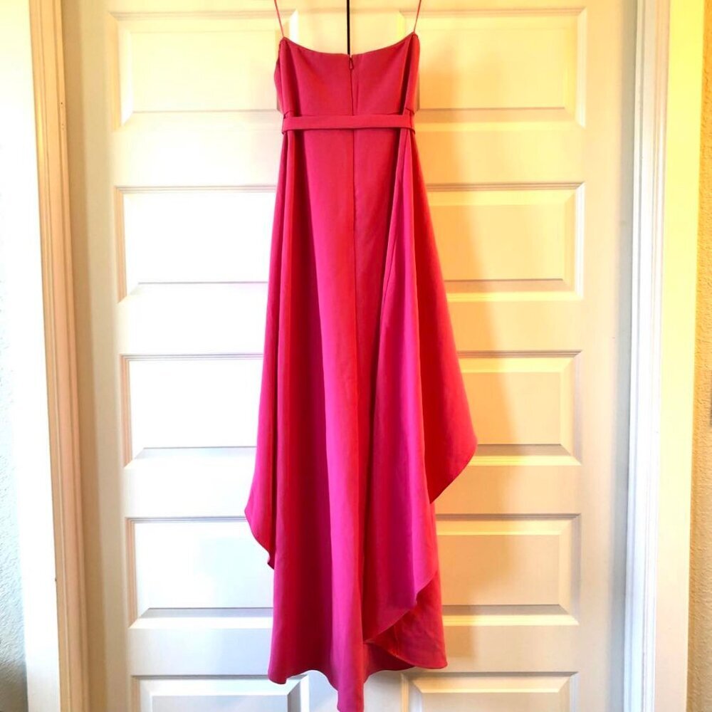 New LIKELY Lovelle Hi-Low Strapless Belted Gown Pink Flame 6 MSRP $378 - Picture 6 of 7